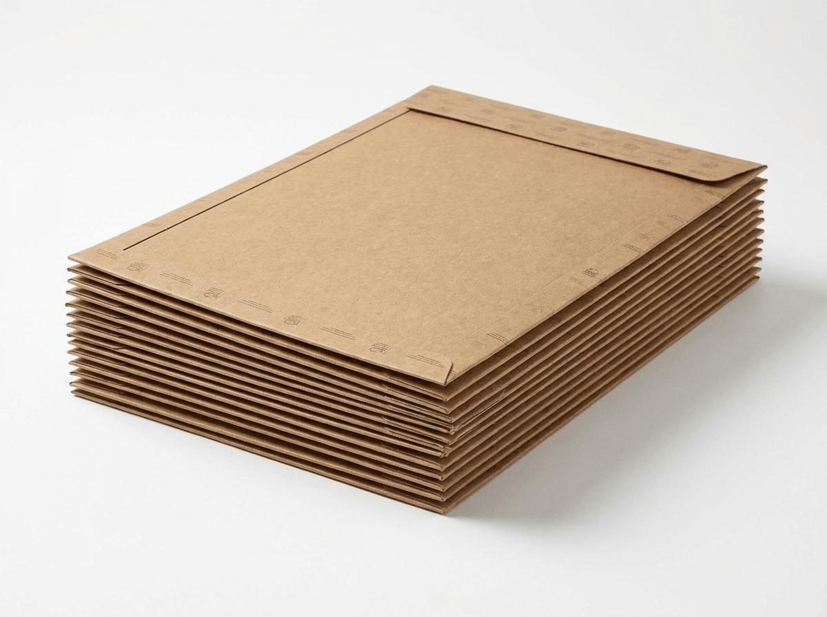 Rigid cardboard photo and document mailers stacked