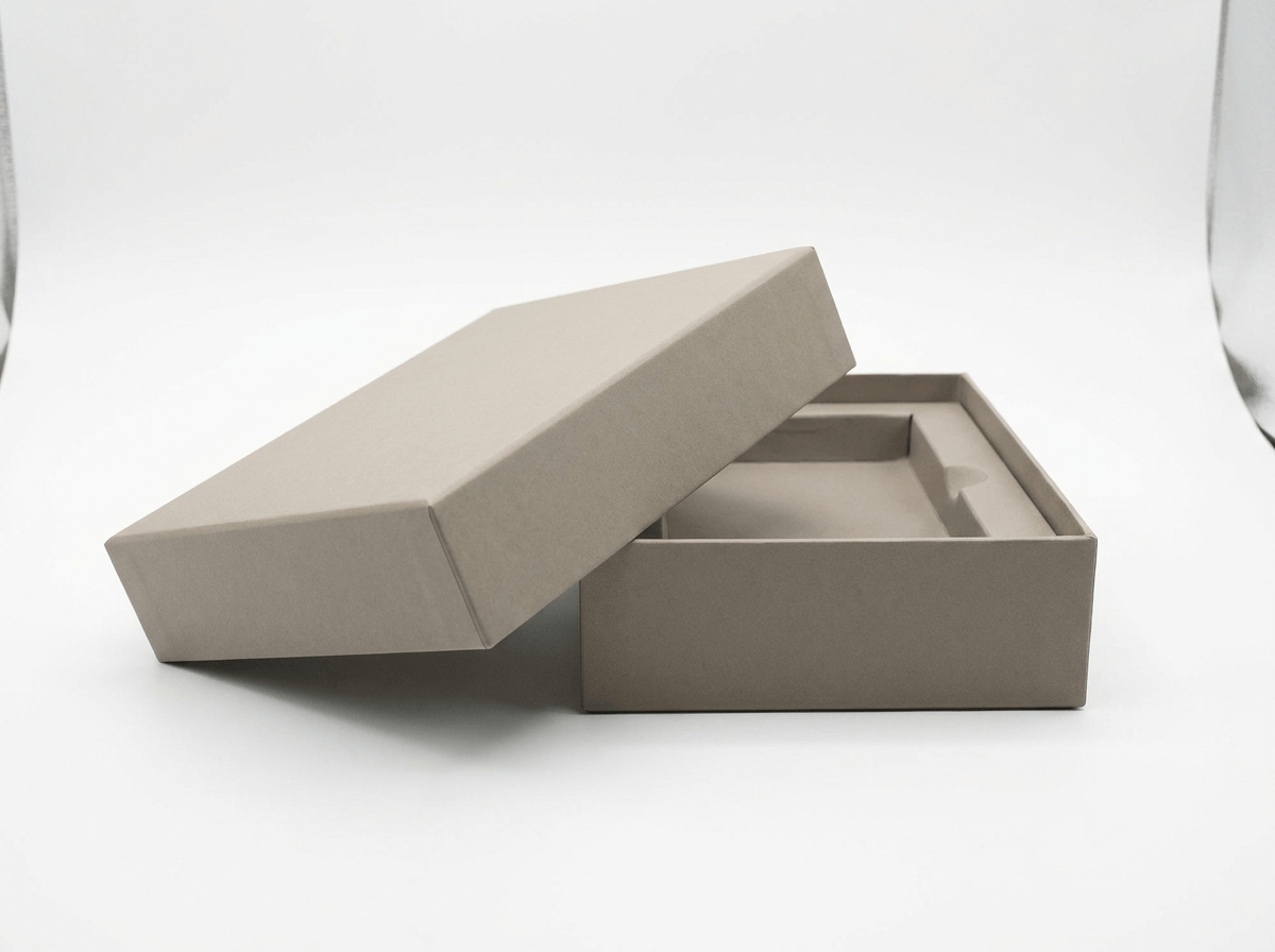 Two-piece rigid lid-and-base gift box