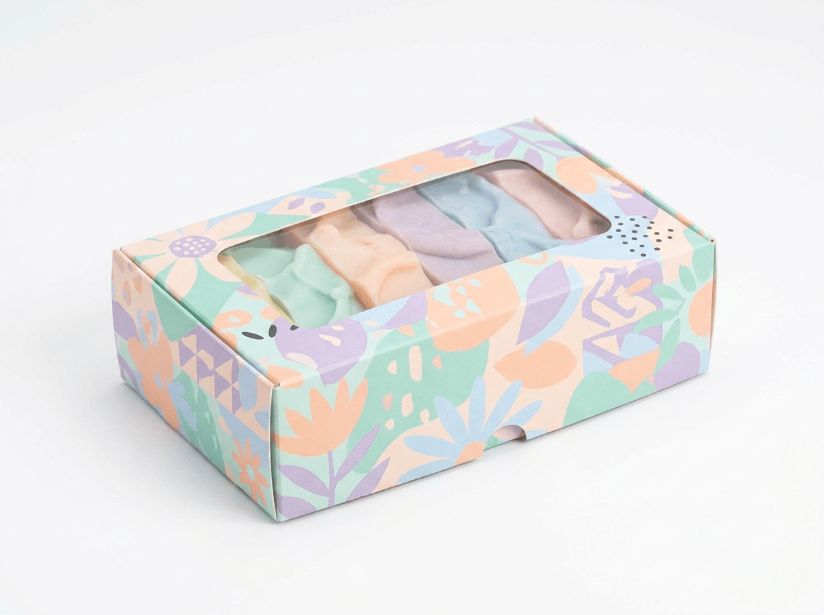 Custom printed box with a clear die-cut window