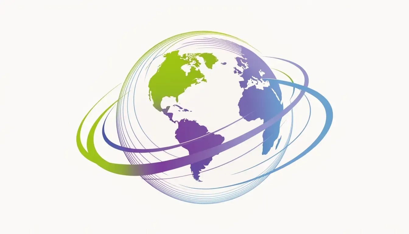 Abstract global connections illustration in Print and Package brand colors