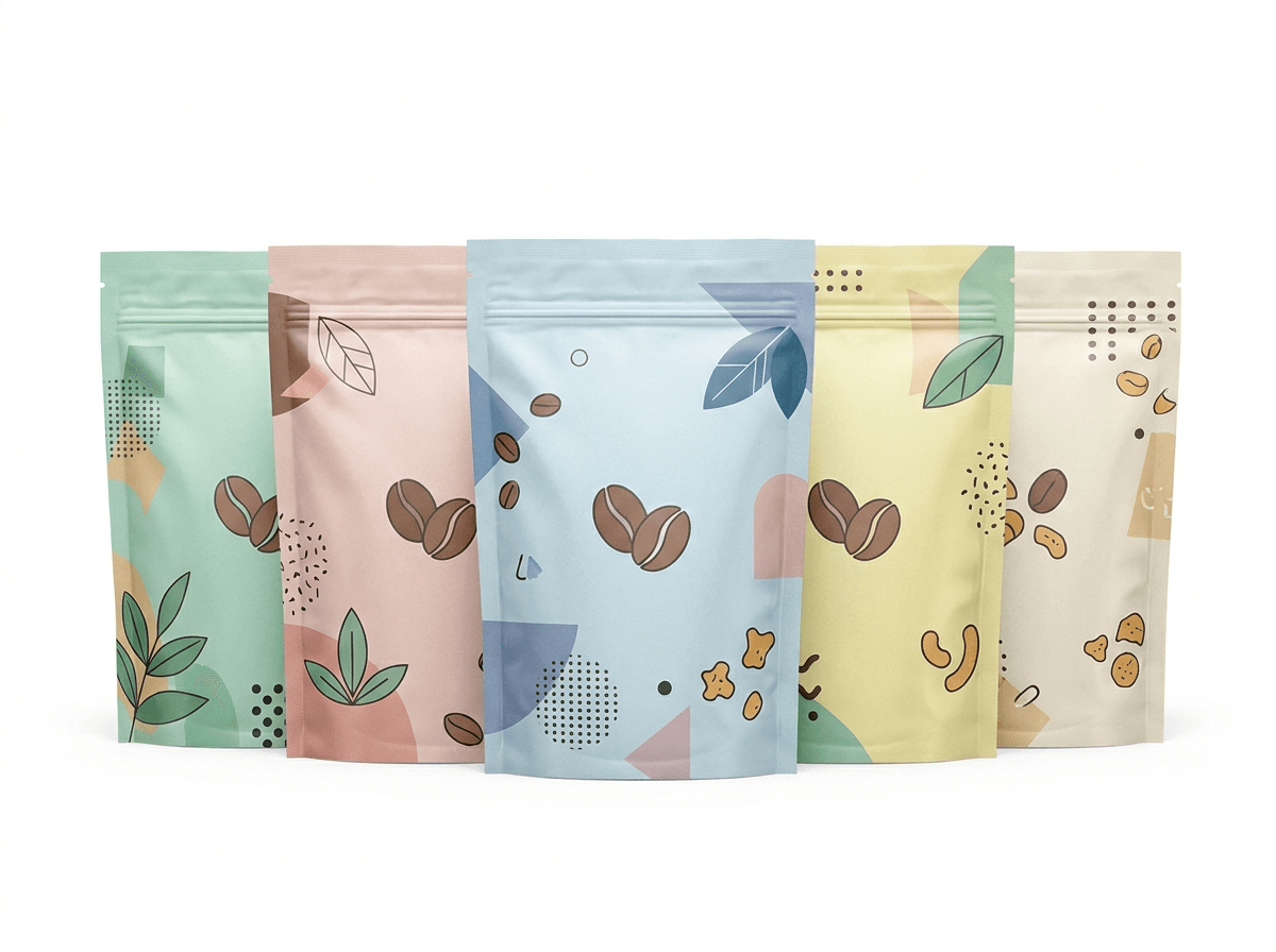 Custom printed stand-up mylar pouches with resealable zippers