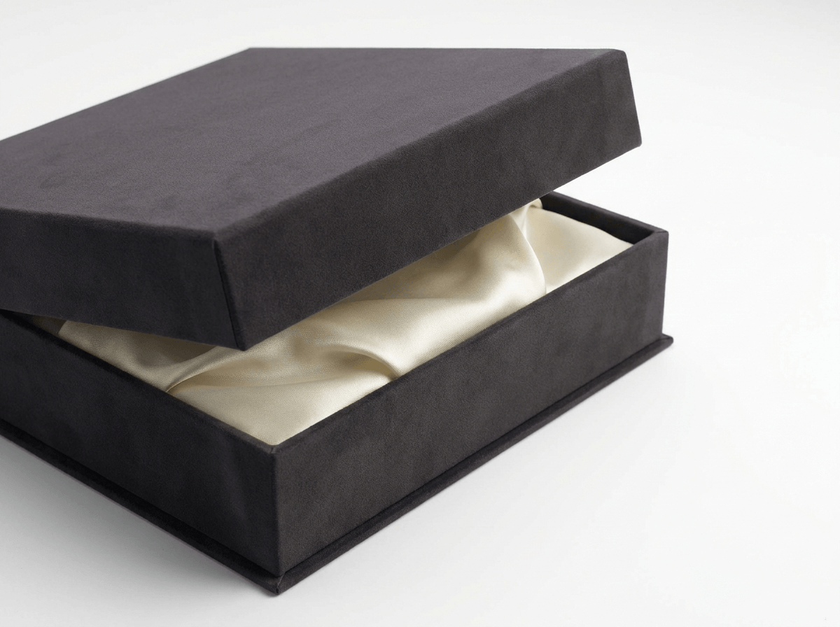 Luxury magnetic-closure rigid box with satin interior