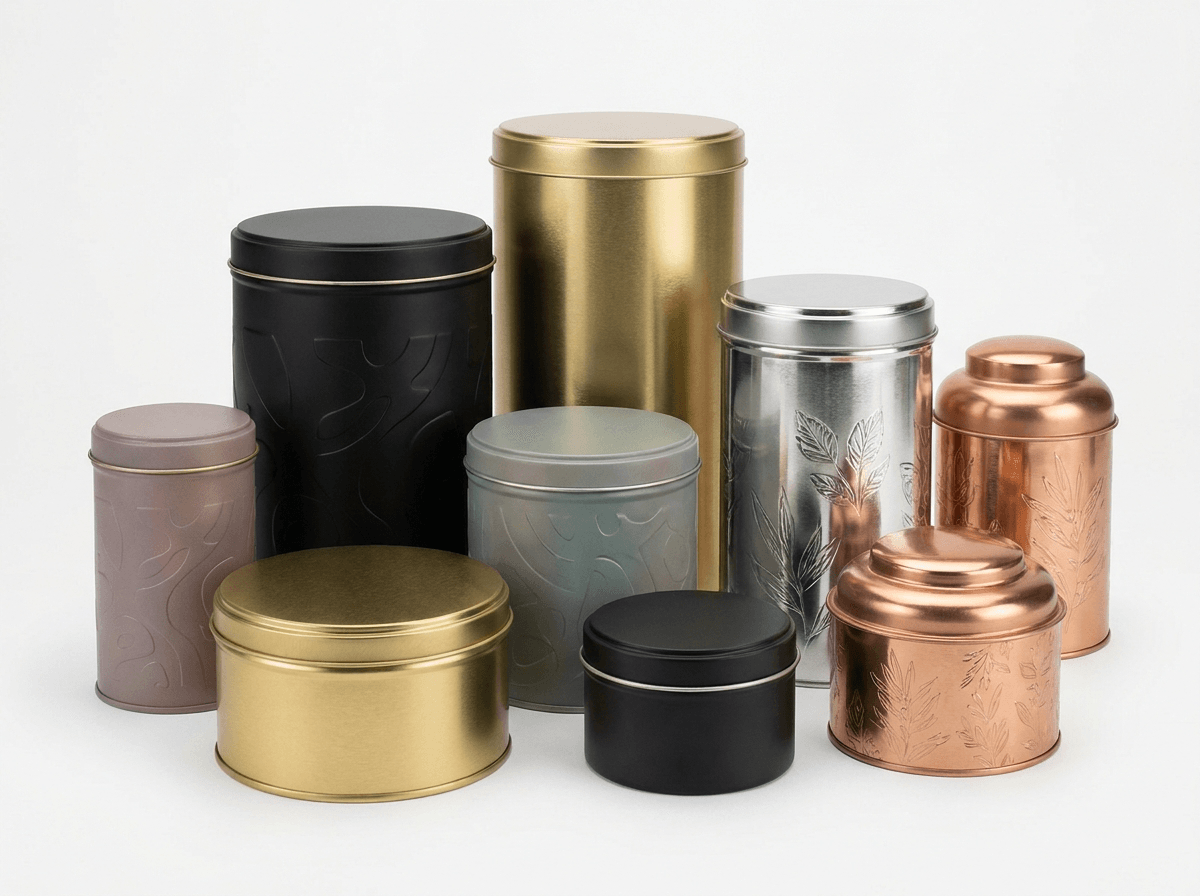Custom printed metal tin boxes and canisters with lids