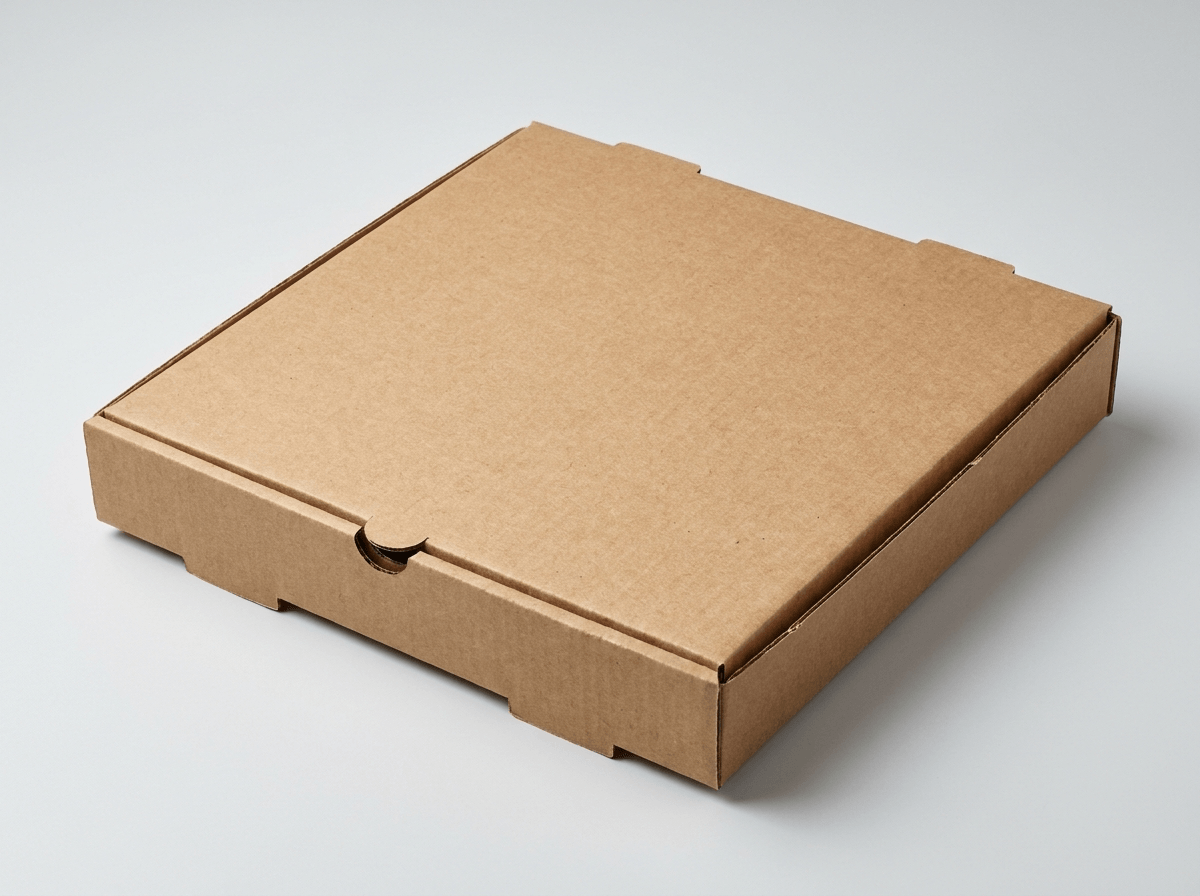 Square Detroit-style corrugated cardboard pizza box