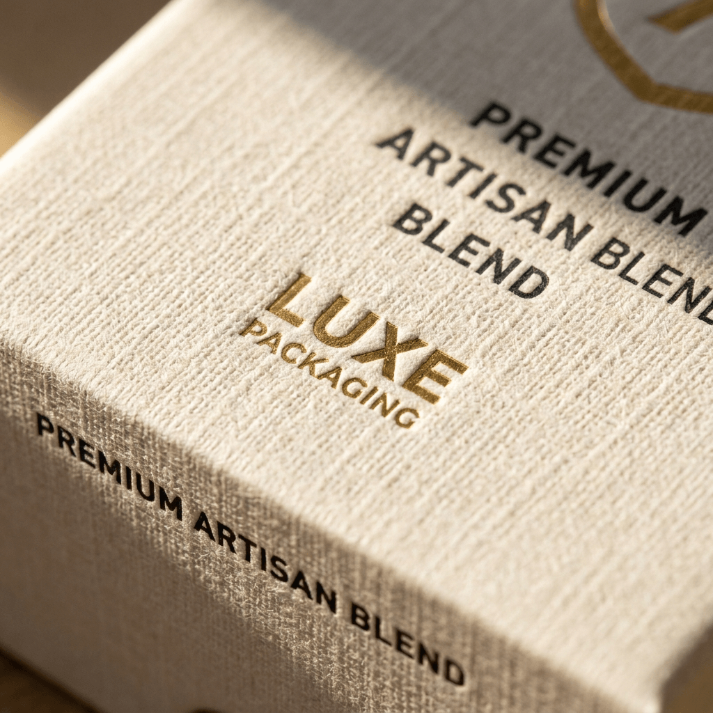 Linen-textured embossed paperboard packaging surface, macro detail