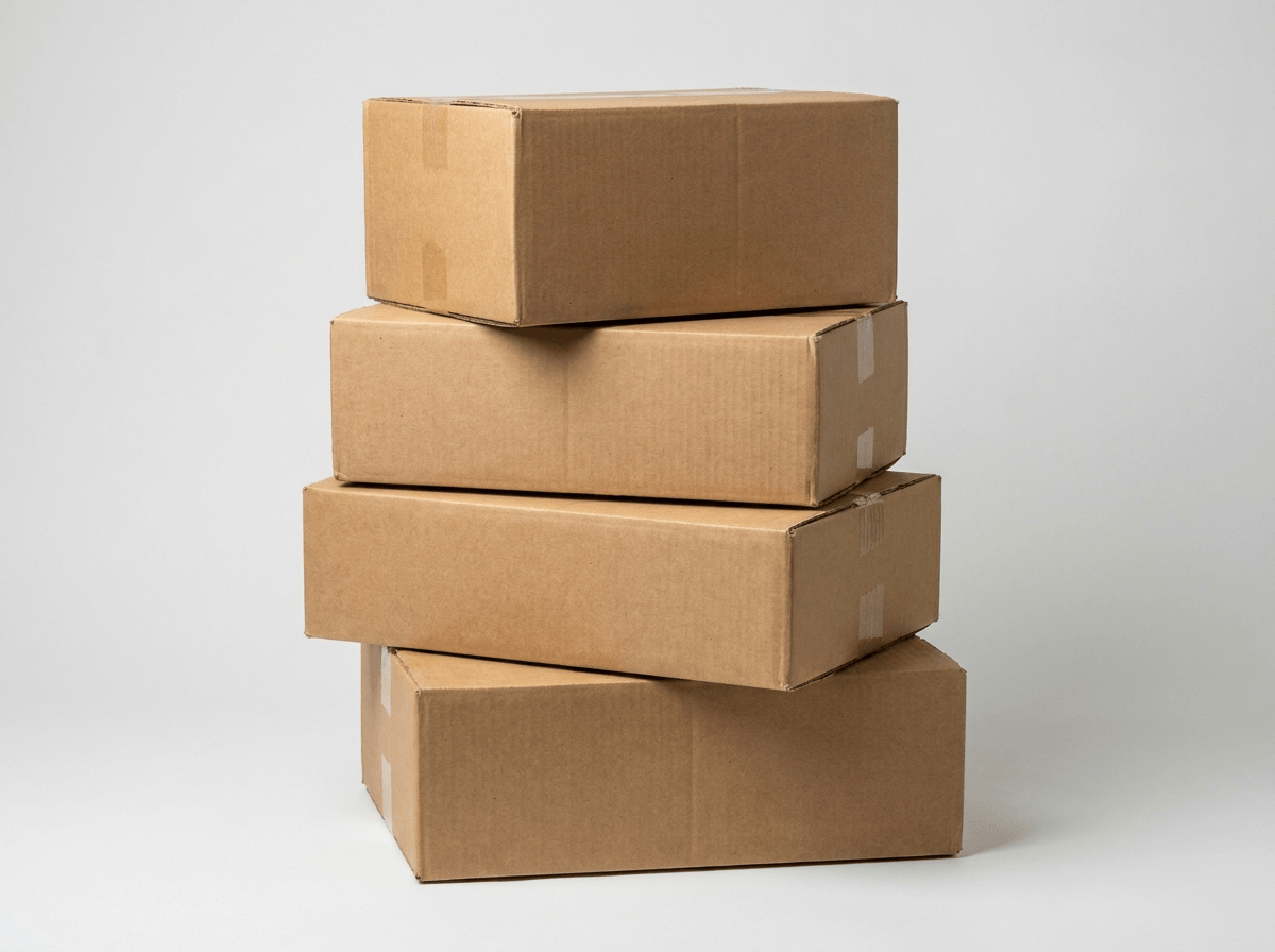 A stack of sturdy brown corrugated shipping boxes