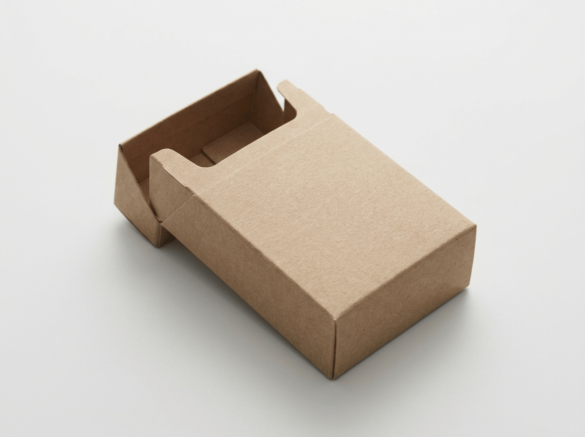 An empty custom printed cardboard cigarette-style flip-top box