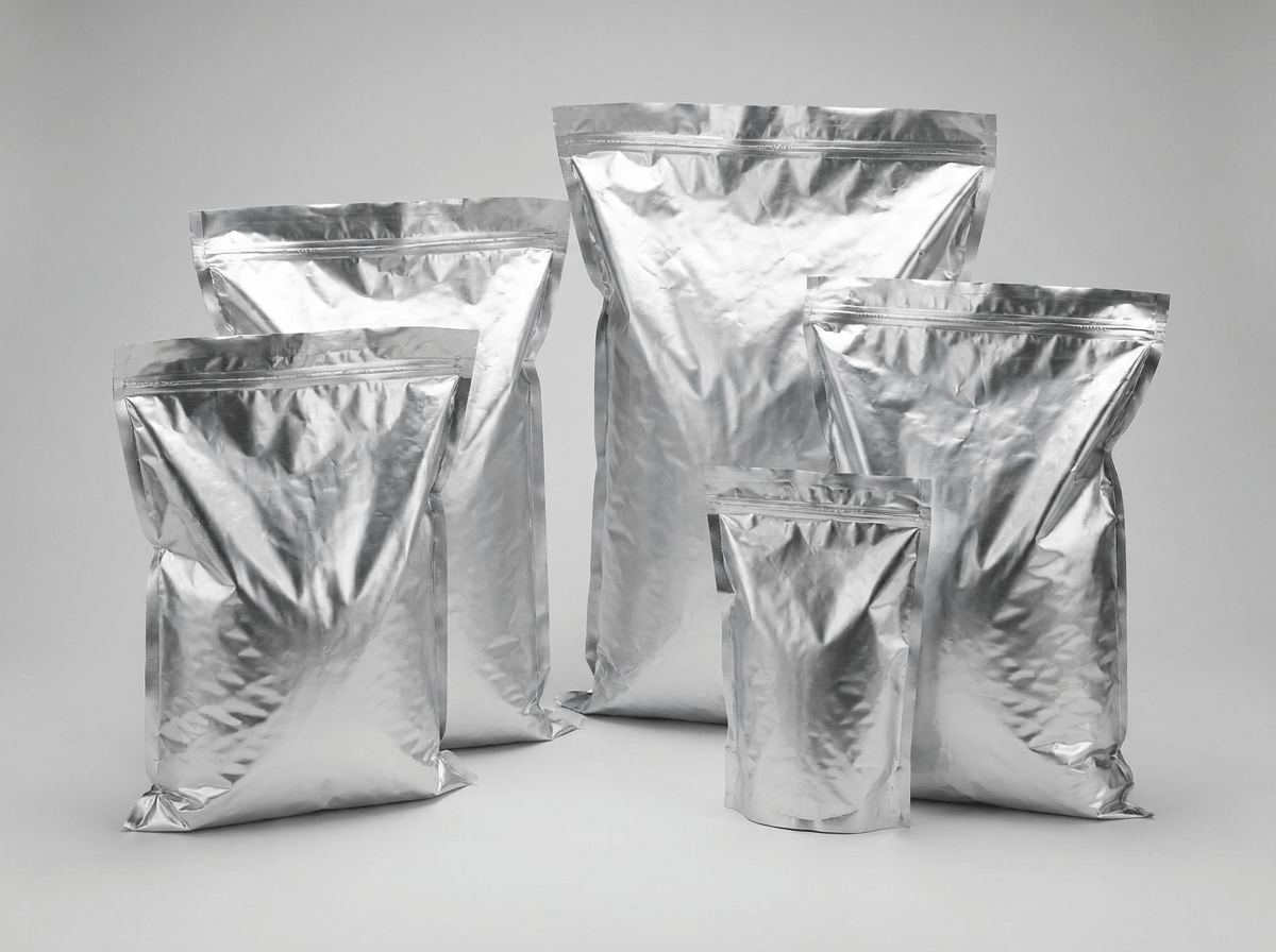 Large silver mylar food storage bags for long-term storage
