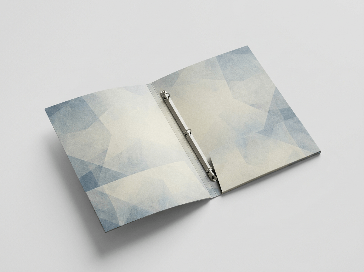 A custom printed two-pocket presentation folder with three-prong fasteners