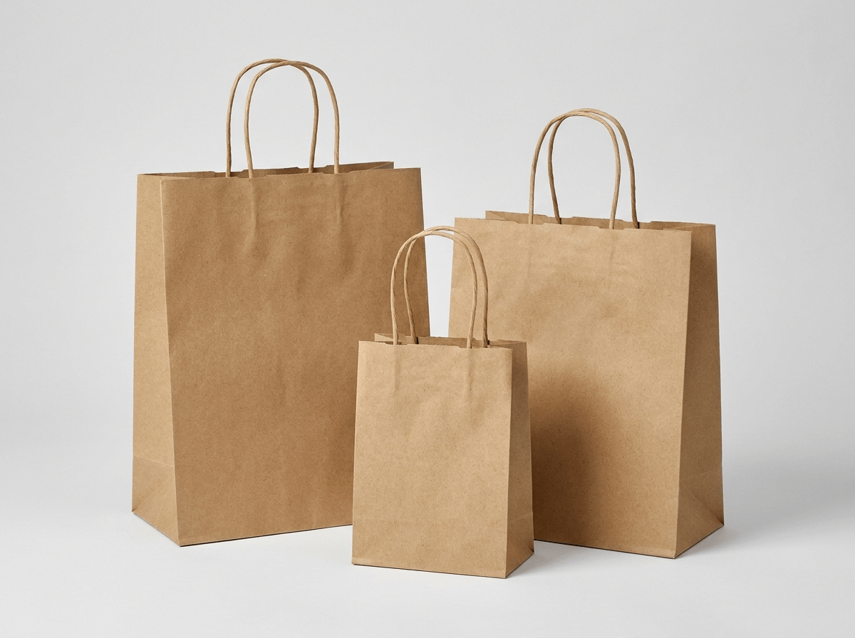Natural brown kraft paper gift bags with twisted handles