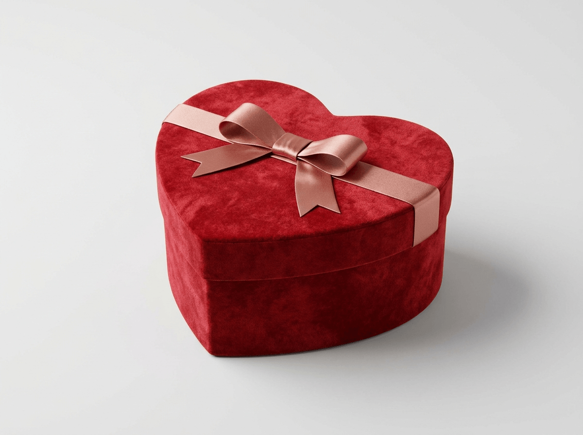 A heart-shaped gift box with a lid