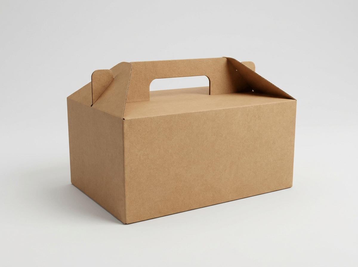 A large catering food box with a handle for takeout