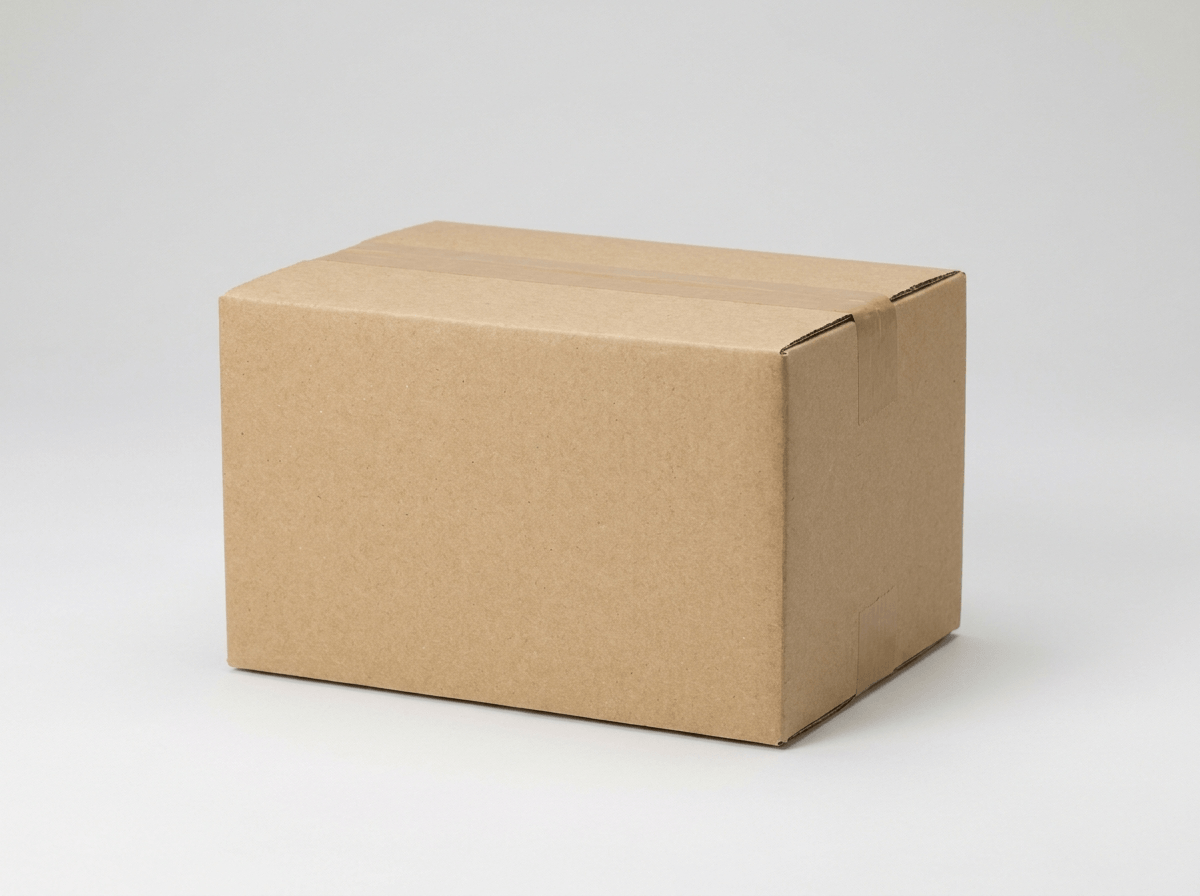 A plain natural kraft cardboard box