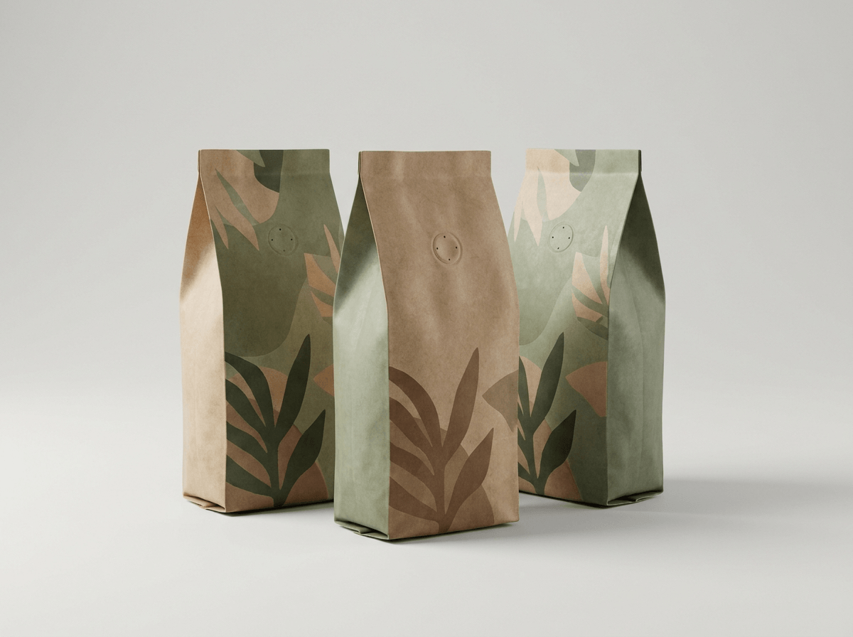 Custom printed stand-up coffee bags with valves