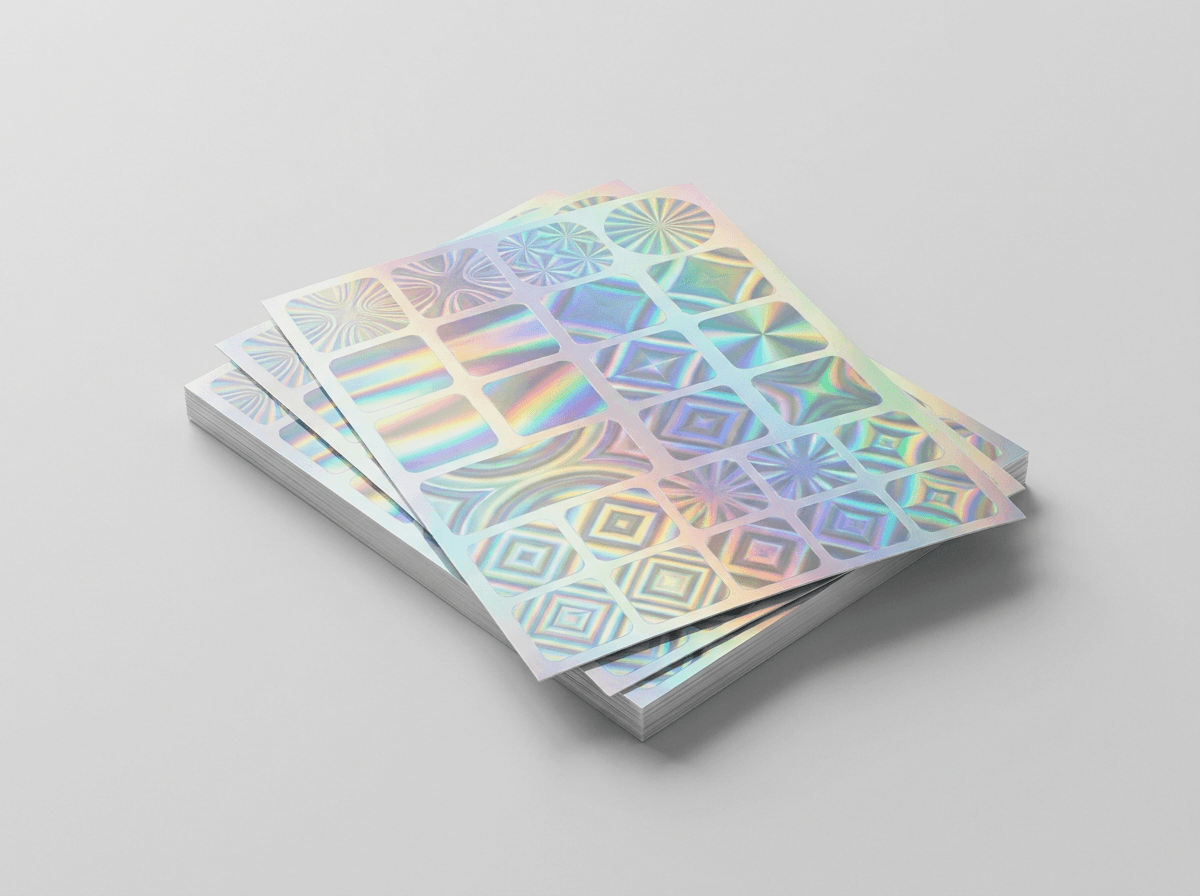 Sheets of shiny lenticular holographic stickers
