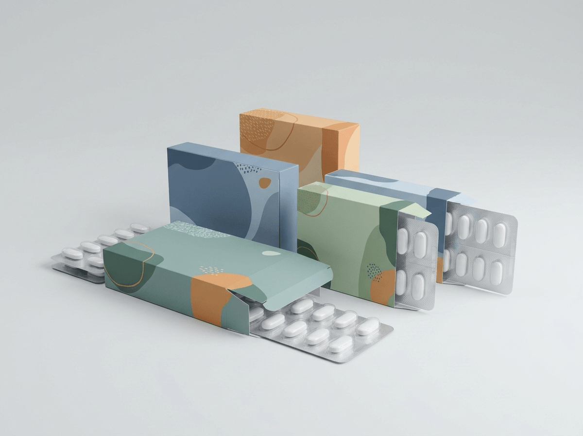 Custom printed pharmaceutical cartons with blister packs