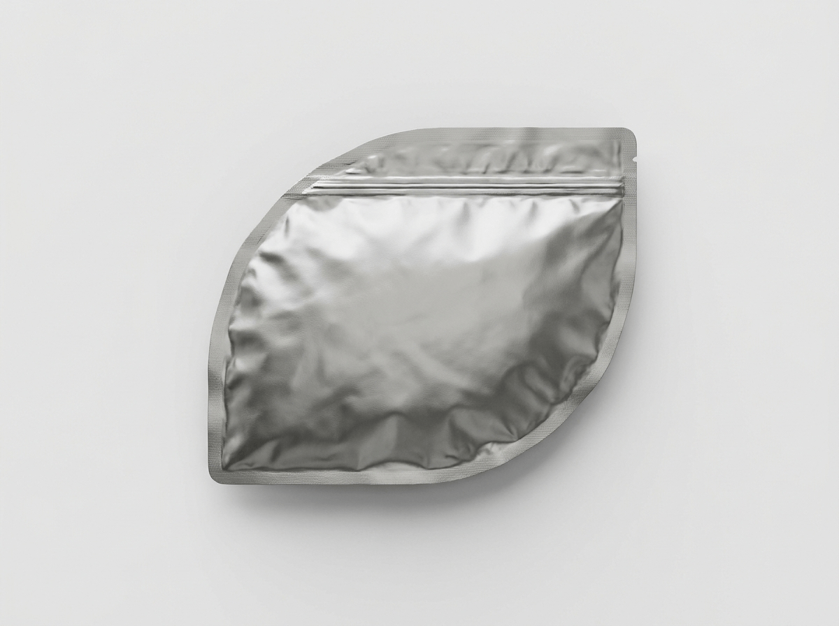 A custom die-cut shaped mylar pouch bag