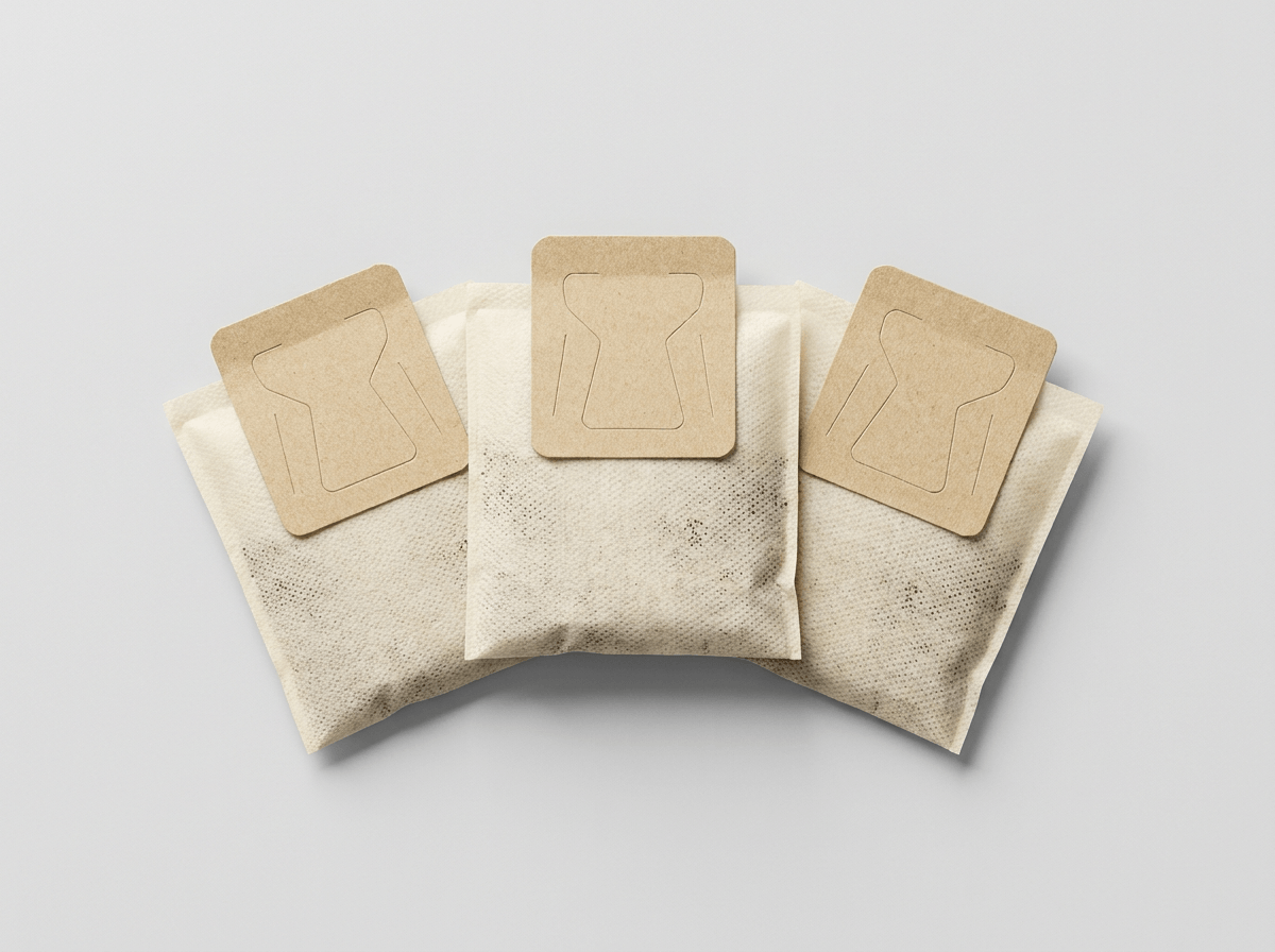 Single-serve drip coffee sachets with ear hangers