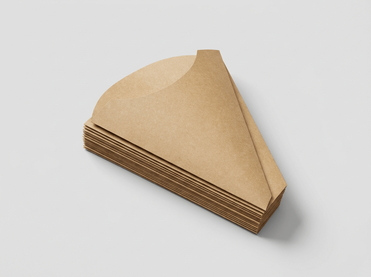 A stack of paper cone wraps for fries or snacks