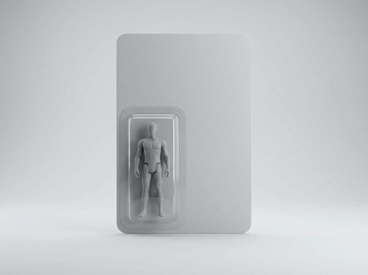 A blister-and-card package for an action figure toy