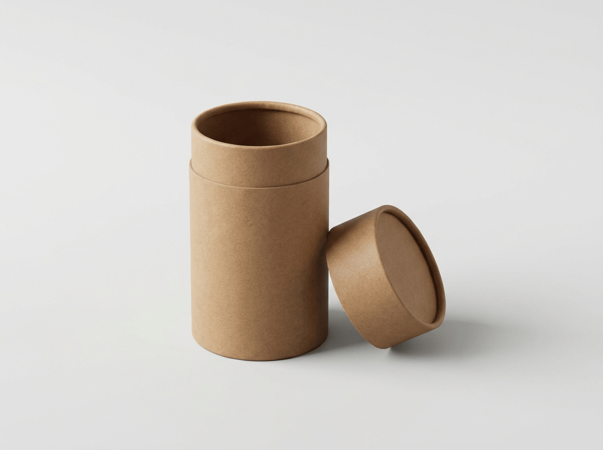 Cylindrical cardboard tube packaging with a lid