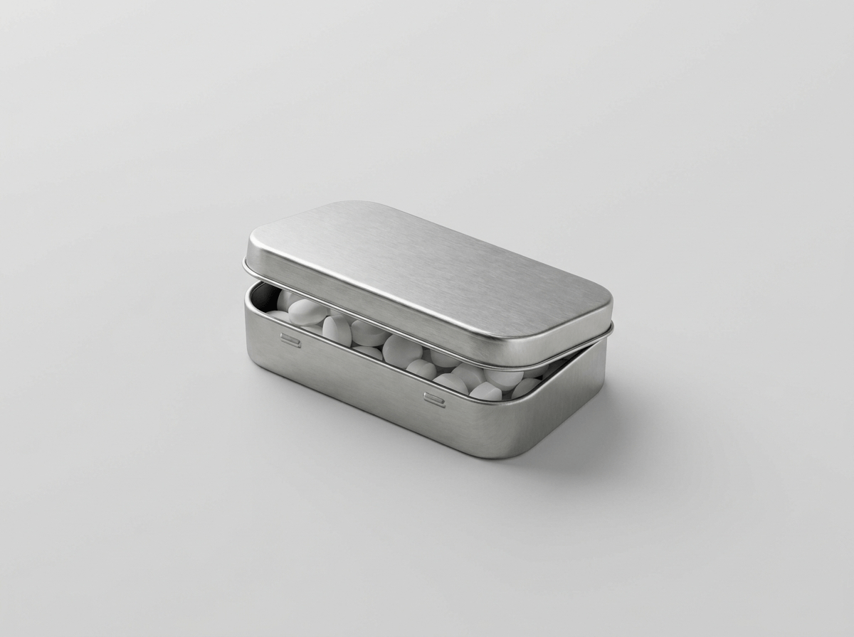 A small hinged mint tin