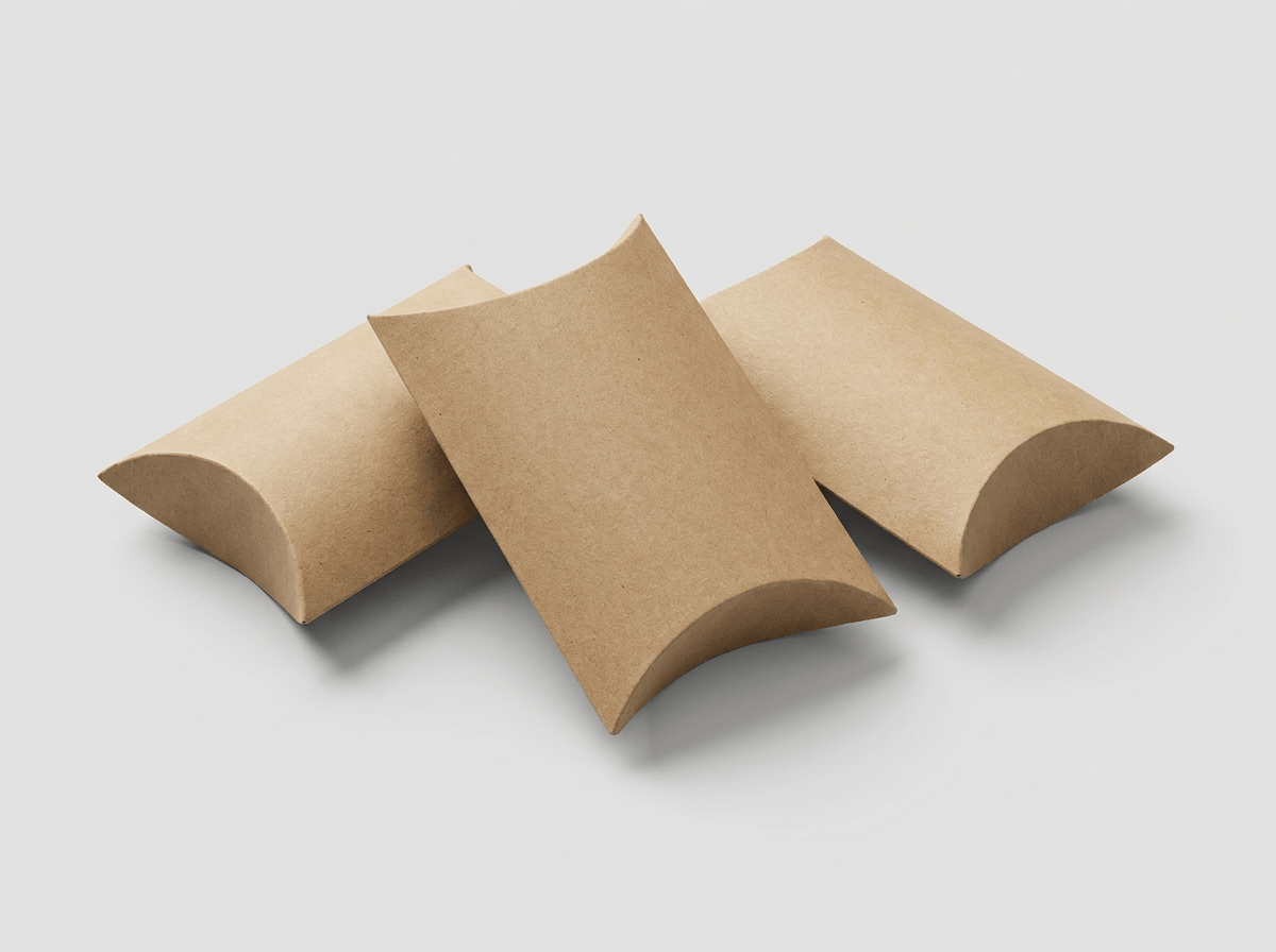 Kraft pillow boxes with curved ends
