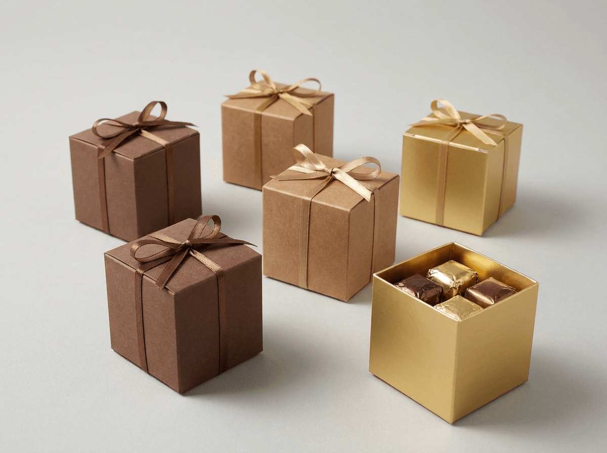 Tiny mini chocolate favor boxes