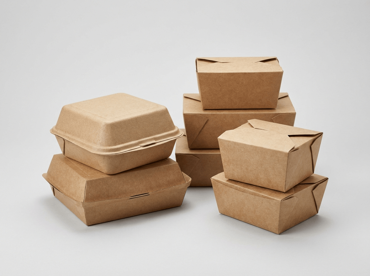 Natural kraft food takeout boxes