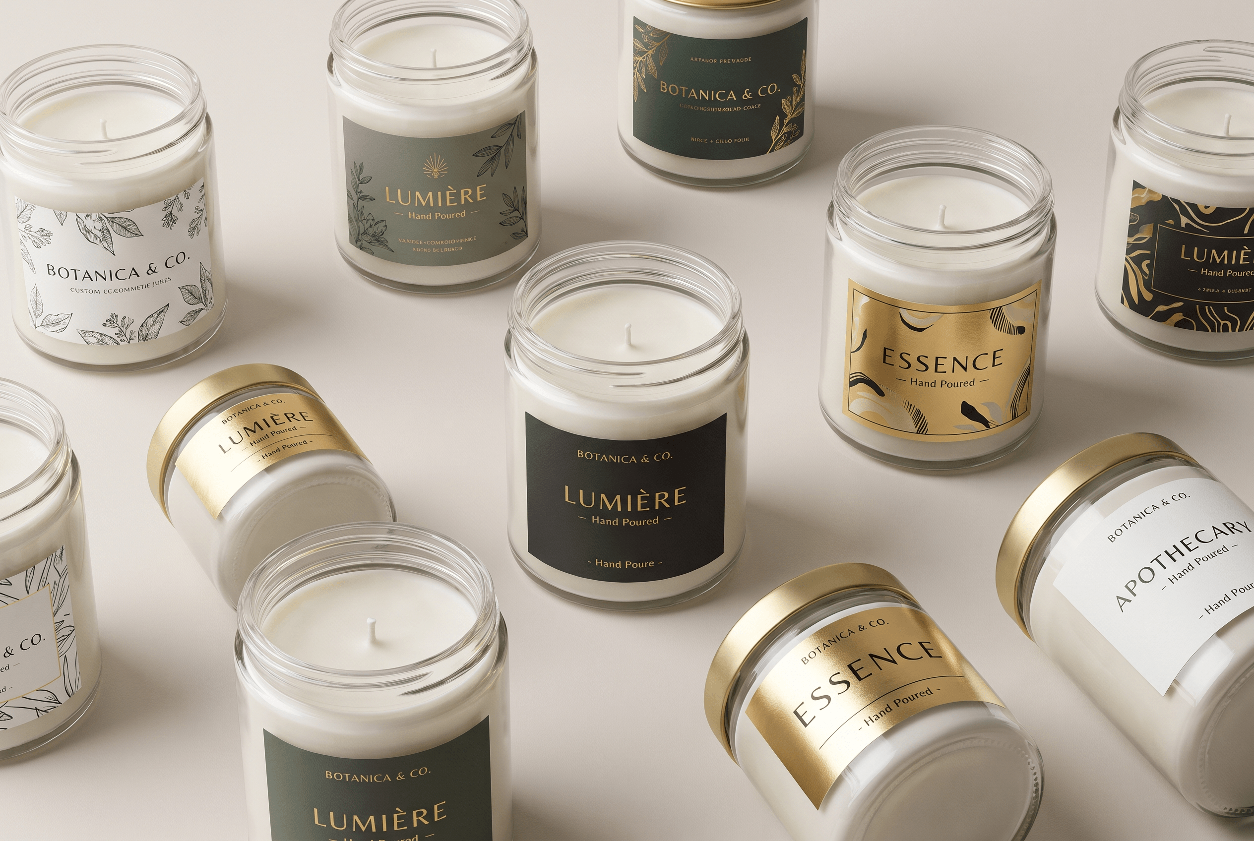 Custom printed labels on candle and cosmetic jars