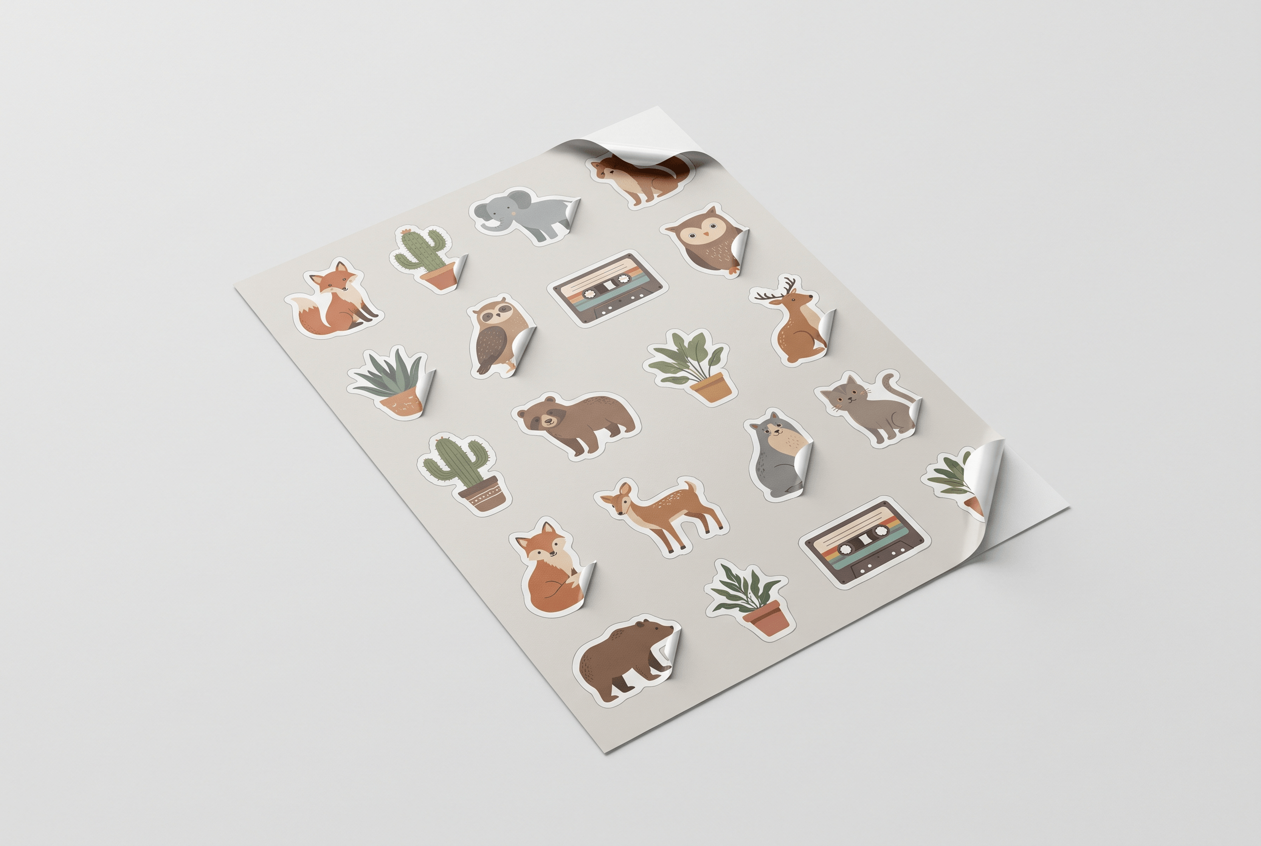 Custom kiss-cut vinyl stickers with a border on a backing sheet