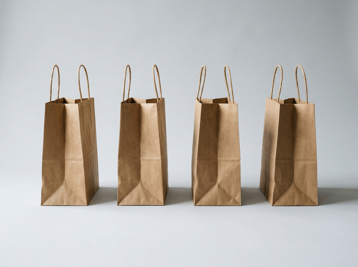 Brown paper lunch sacks in a row