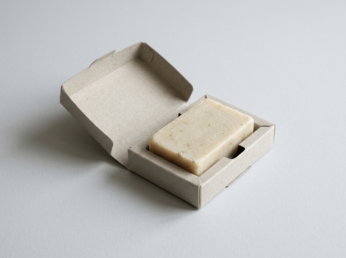 A small travel soap box with a bar of soap