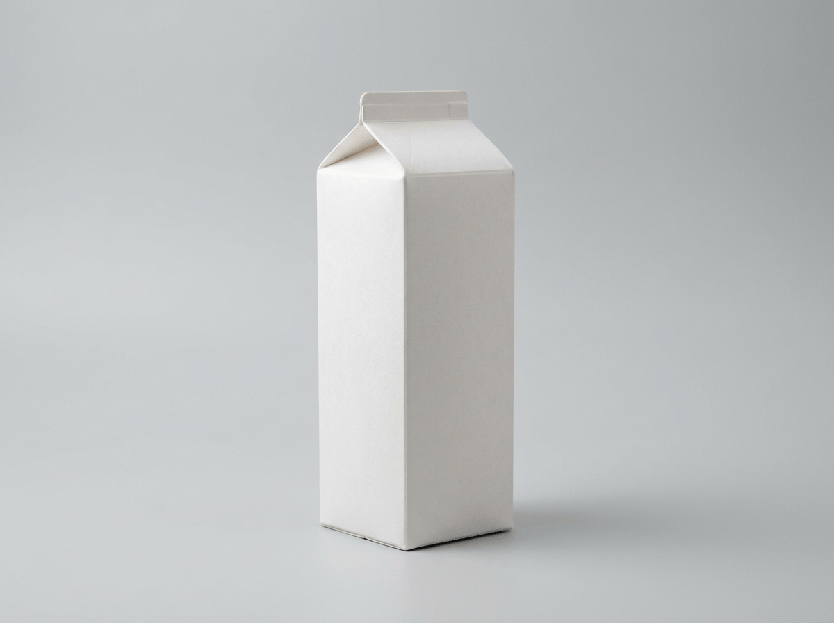 A gable-top milk carton box