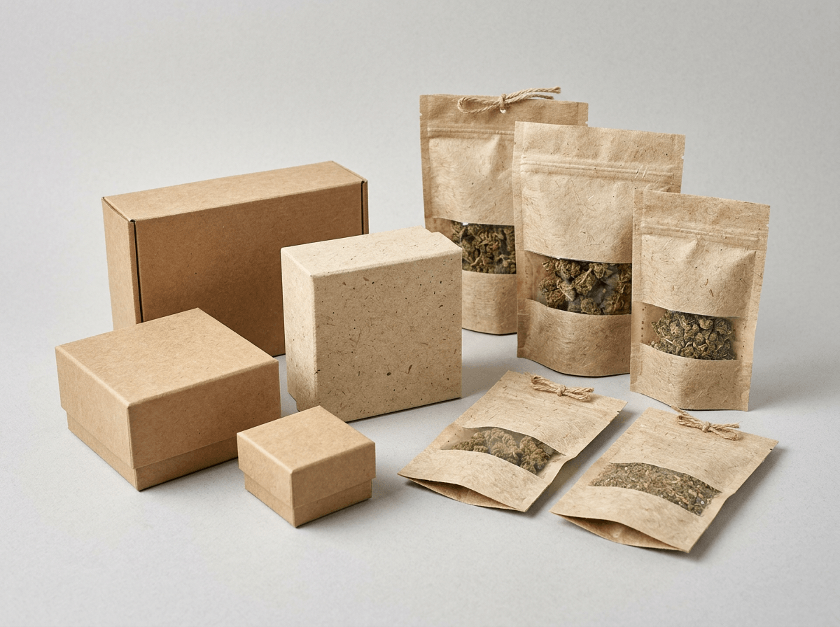 Natural hemp product packaging boxes and pouches