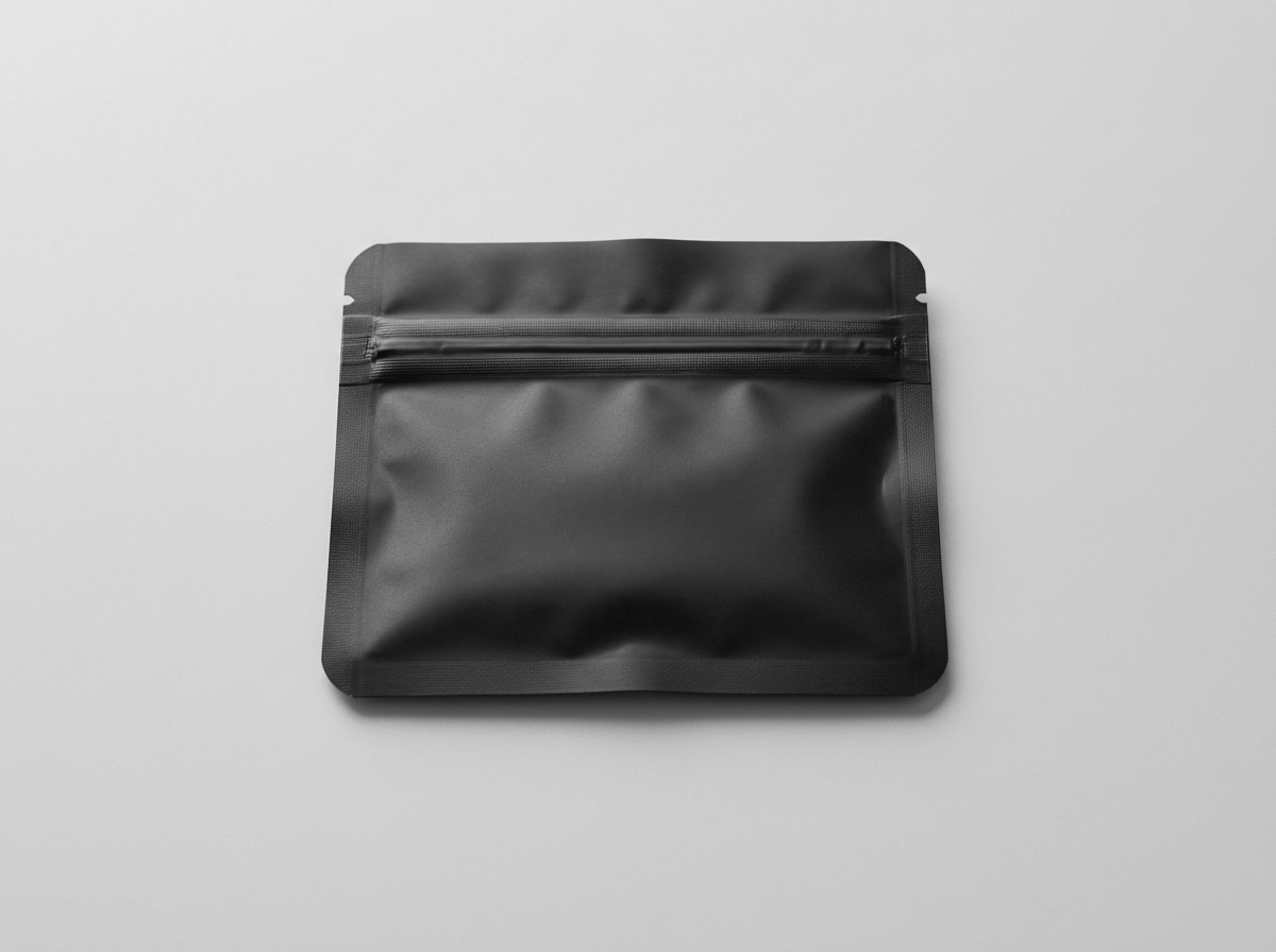A small child-resistant ziplock cannabis bag