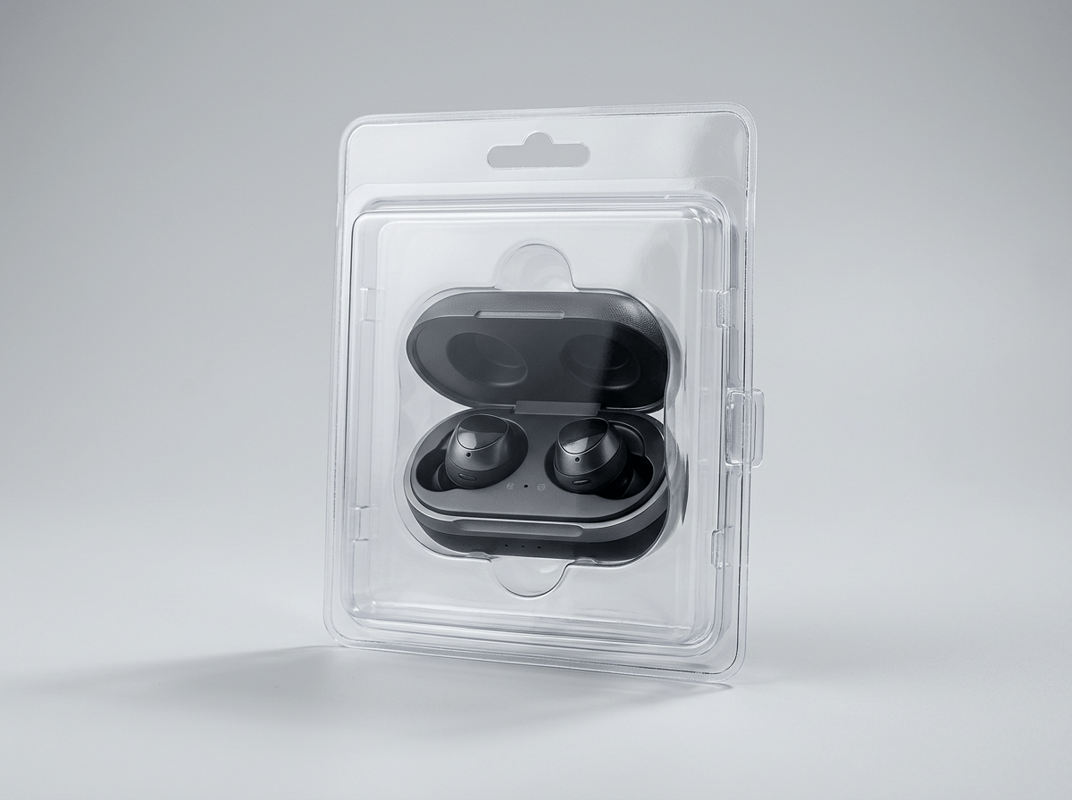 Clear plastic clamshell packaging with a product inside